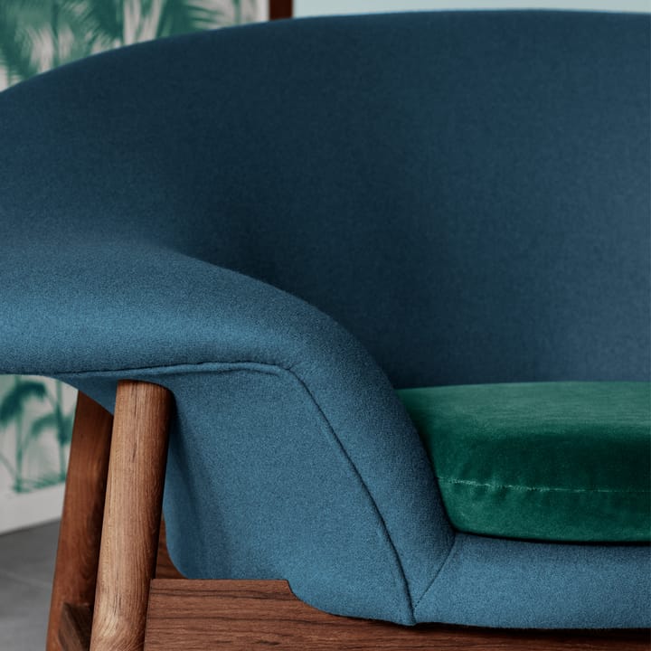 Fried Egg armchair, Fabric canvas 134 grey melange, oiled teak legs Warm Nordic